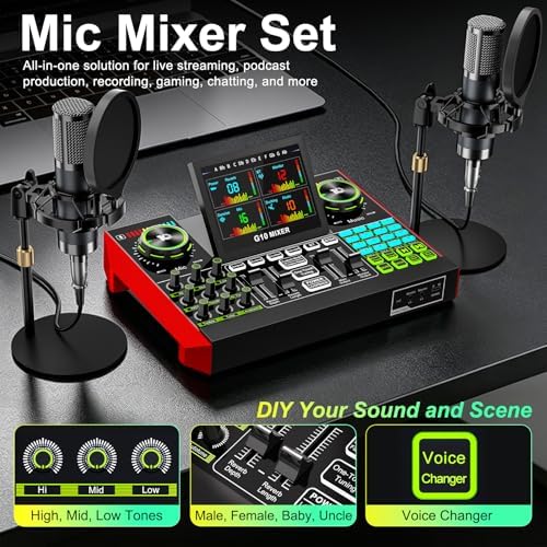 TENLAMP G10 Creator Audio Mixer Bundle with Dual Microphones - Image 2