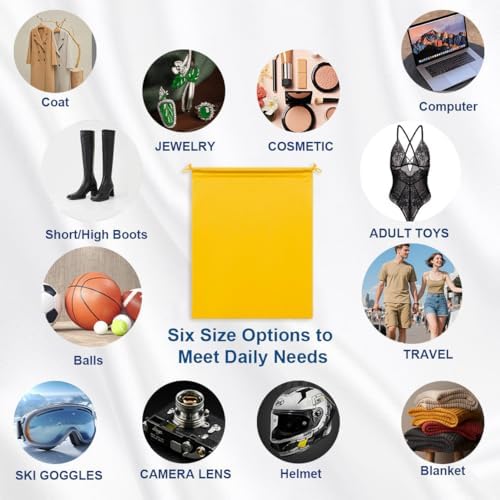 Microfiber Drawstring Bags, Multi-Size Soft Protective Pouches for Shoes, Ski Goggles, Sunglasses, Handbags & Camera Lenses - Image 2