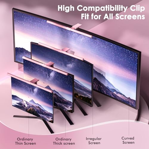 Quntis Pink Monitor Light Bar with Backlight, Desk Light Bar with Remote - Image 5