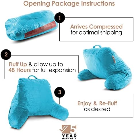 Nestl Reading Pillow with Shredded Memory Foam, Designed for Sitting Up in Bed and Couch, Back and Arms Adjustable Support for Adult & Teens Backrest Pillows for Reading, Washable Cover, Bright Blue - Image 2
