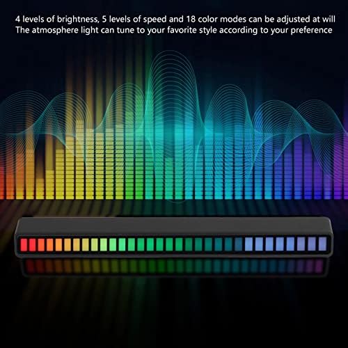 RGB Light Bar, 18cm Voice Control Smart Ambient Light Dynamic Music Sync Atmosphere Lamp for Car Home Studio PC Gaming Room (Black) - Image 3
