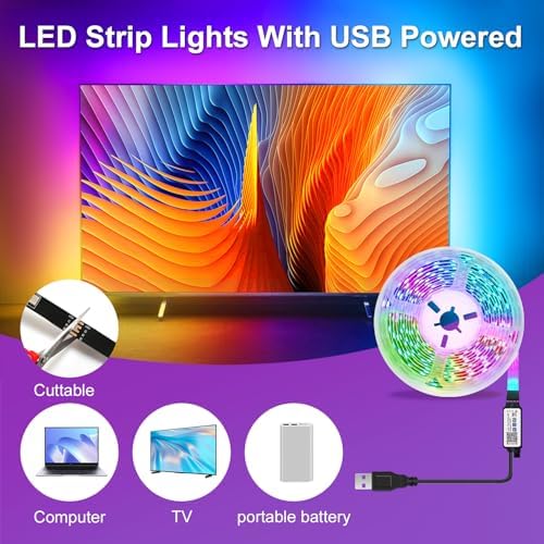 LED Strip Lights for Bedroom, 32.8ft Smart RGB Music Sync Bluetooth App & Remote Control, USB-Powered LED Strip Lights for TV, Gaming, Bedroom, PC, Home Theater - Image 3
