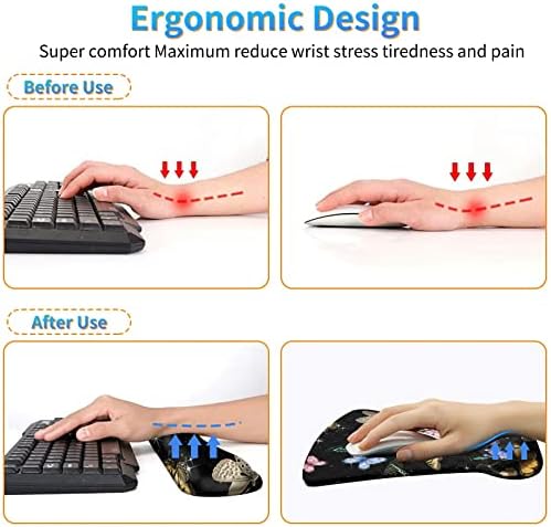 Ergonomic Mouse Pad with Wrist Support Gel Mouse Pads and Upgrade Keyboard Wrist Rest Pad Set, Coasters Non-Slip PU Base Mouse Mat for Office Gaming Computer Laptop Home, Glitter Butterfly - Image 5