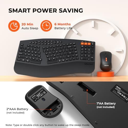 MEETION Ergonomic Split Keyboard and Mouse Combo, Bluetooth Wireless - Image 6