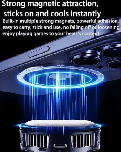 Phone Cooling Fan, Magnetic Radiator with RGB Lights,for Mobile Games and Live Streaming, Universal Compatibility for Android/iPhone/iPad, Large-Area Conduction Cooling (Cooler 2 Black) - Image 6