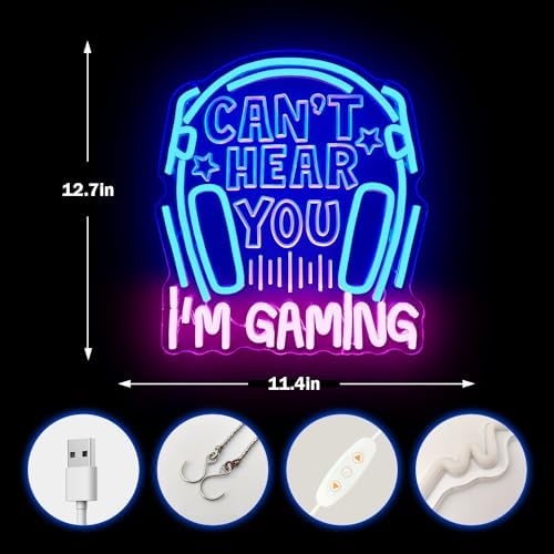 Gaming Headset Neon Sign, Acrylic Video Game Headphones Led Light Sign, Dimmable, Wall Mount, Decorative use, 0.66 pounds, Battery Powered - Image 3