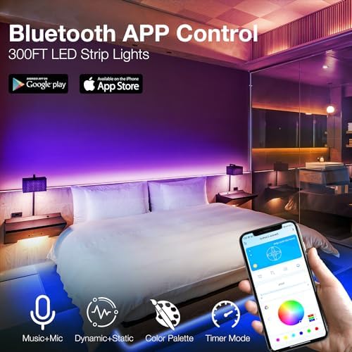 DAYBETTER LED Strip Lights 300 ft, Smart Light with App Remote Control, RGB LED Lights for Bedroom, Music Sync Color Changing for Room Home Decor Party Festival Halloween, Christmas (3 Rolls) - Image 4