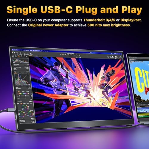 cocopar Portable Monitor 18.5 Inch 2K QHD 120Hz 120% sRGB Travel Monitor with Speaker HDMI USB-C Second Screen for Laptop MacBook Surface PC Xbox PS4/5, VESA Mountable, with Kickstand - Image 5