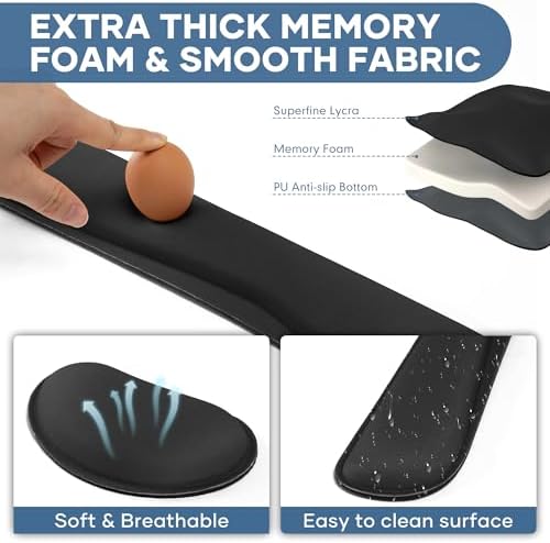 Office Ergonomic Memory Foam Computer Mouse and Keyboard Wrist Rest pad Support Carpal Tunnel, Wrist Rest for Keyboard and Mouse, Wrist Support Set - Image 5