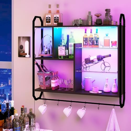 ELECWISH 34" Gaming Floating Shelves for Wall,LED Display Rack,Carbon Black - Image 2