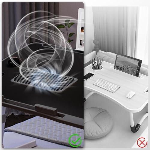 iXTRA Adjustable Laptop Lap Desk with Cooling Fan USB Light for Adults 60 * 40cm,Black - Image 5