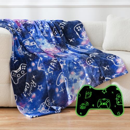 SOCHOW Glow in The Dark Gaming Blanket for Gamers, Blue 50 x 60 Inches by SOCHOW