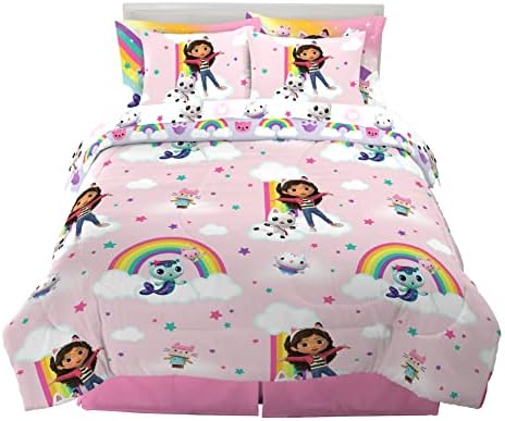 Gabby's Dollhouse Kids Full Size Bedding, 7 Piece Super Soft Cozy Reversible Comforter and Sheet Set with Sham, (Officially Licensed Product) By Franco by Franco