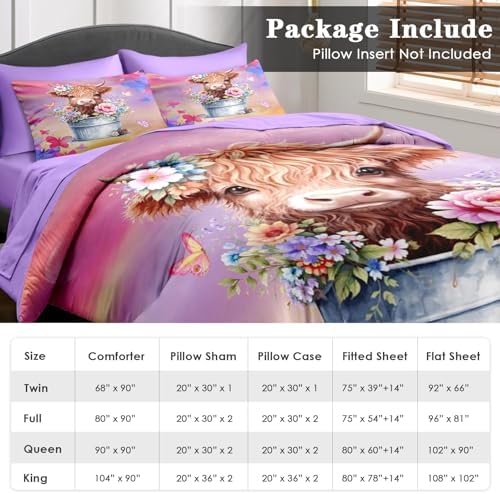 Pamnest Queen Comforter Set with Sheets, 7 Pieces Highland Cow Bedding - Image 6