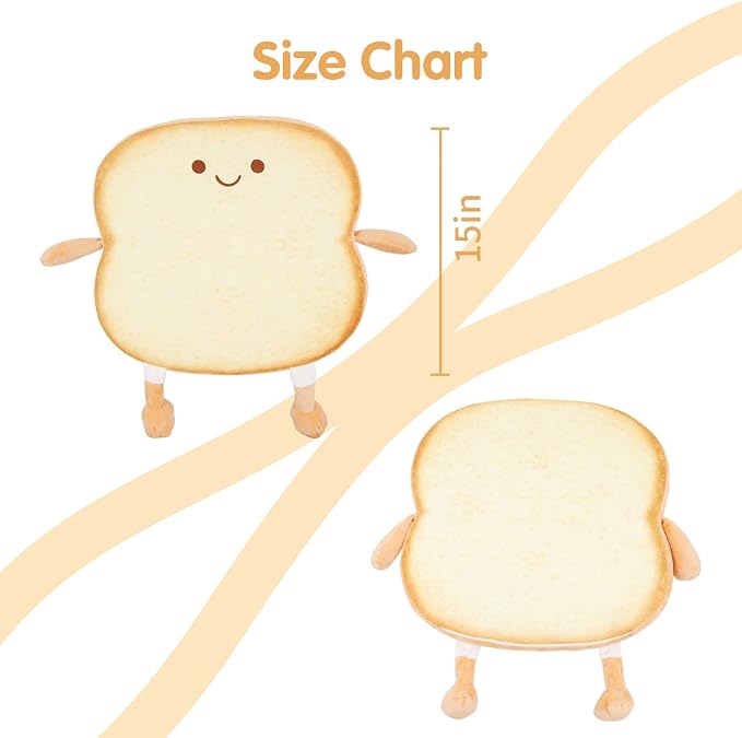Toast Seat Cushion Memory Foam Chair Pad Removable Cover Food Plush - Image 3