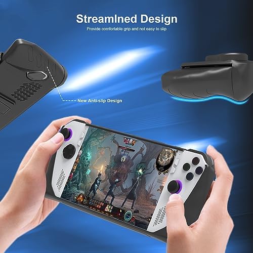 Full Protective Case With Stand Base For ROG ALLY Consoles, Shockproof Gaming Protective Case Protector Cover Game Console Skin Shockproof Protector Cover Accessories (Black) - Image 2