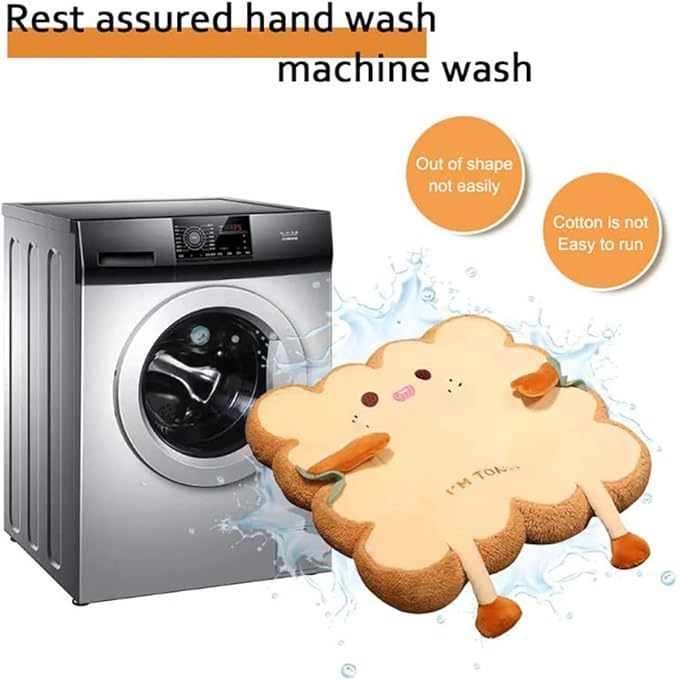 Toast Seat Cushion Bread Pillow with Aggrieved Expression, Kawaii Food Chair Pads for Office Dorm Bedroom,Pillow Cushion Gift for Birthday, Christmas (Square) - Image 6