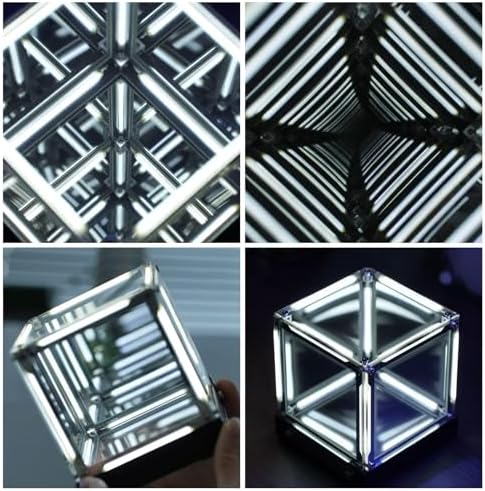 Infinity Cube Light, Infinity Mirror Cube 4D Acrylic LED Abyss Effect Touch Switch Dimmable Rechargeable Mood Night Light for Gaming Desk Office Bedroom Futuristic Decor (White) - Image 2