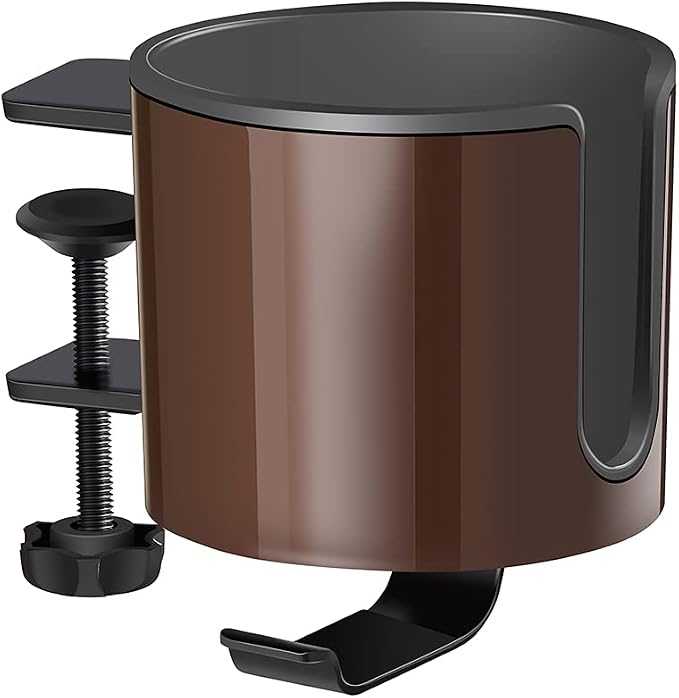 GUNKING Luxury 2-in-1 Anti-Spill Cup Holder with Headphone Hanger (Brown) - Image 7
