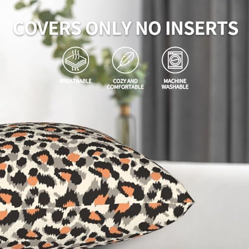 Cheetah Animal Print Pillowcase Set of 2 Leopard Throw Pillow Covers Shells for Couch Office Bedroom Home Decoration, 16"X16" - Image 4