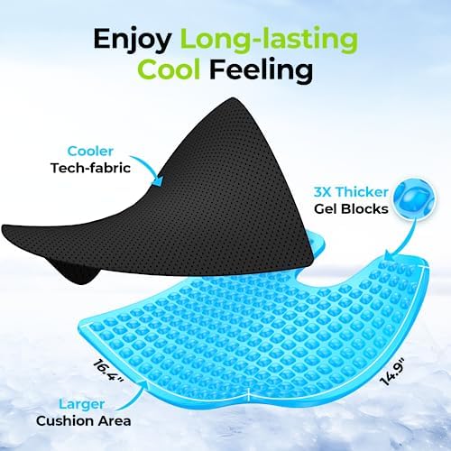 AUVON Gel Wheelchair Seat Cushion with Waterproof Cover for Pressure Sore & Ulcer, Ergonomic Chair Cushion with U-Cutout for Tailbone Pain, Back Pain Relief, Memory Foam Wheelchair Cushion, Anti-Slip | Ergonomic Chair Cushion with U-Cutout for Tailbone... - Image 2