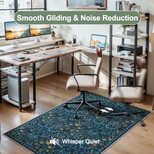 Anidaroel Floral Office Chair Mat for Hardwood Floor, 36"x48" Under Desk Chair Rug for Rolling Chair, Anti-Slip Computer Chair Mat, Low Pile Carpets Protector Mat for Home Office Gaming Room - Image 4