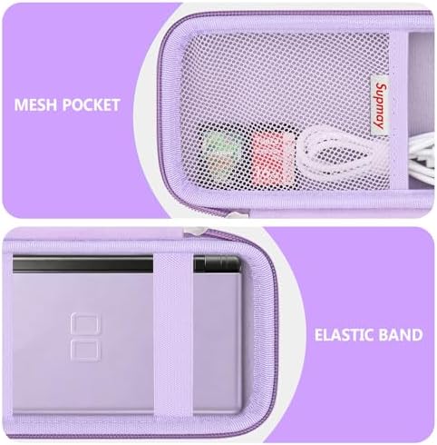 Supmay Hard Carrying Case Compatible with Nintendo DS Lite NDSL, Gameboy Advance Games Storage Holder Travel Bag with Mesh Pocket for USB Charging Cable, Stylus, Earphones, Game Cartridge, Purple - Image 4