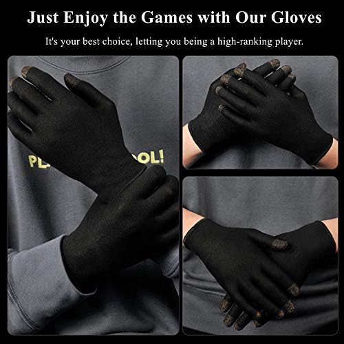 Gaming Gloves for Sweaty Hands - Rakizbe High-Sensitive Anti-Sweat Breathable Seamless Touch Screen Gloves with Thumb Finger Sleeves for iPad/Mobile Game Controller - Image 5