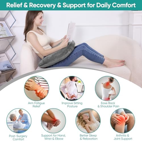 Reading Pillow for Gaming, Lap Desk Pillow Crochet Pillow Ergonomic Arm Support for Sitting in Bed or Couch, Pain Relief and Fatigue for Gaming, Reading, Crocheting, Playing & Working - Image 4