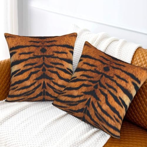 Pillowcase Set of 2 Tiger Animal Texture Throw Pillow Covers Shells for Couch Office Bedroom Home Decoration, 16"X16" - Image 6