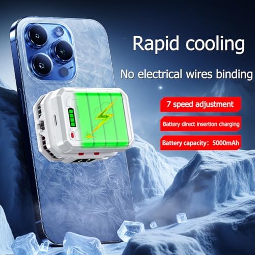 Magnetic Phone Cooler with Rechargeable Battery, LED Cooling Fan with Semiconductor Cooling,Phone Cooler with Power Display, Suitable for Phone Gaming Enthusiasts, Live Broadcast Crowd Network (white) - Image 5