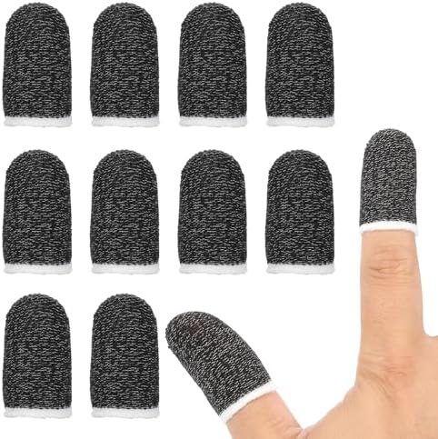 PATIKIL Controller Finger Thumb Sleeve, 12 Pack Mobile Gaming Finger Sleeve Fiber Tip Gloves Anti-Sweat Breathable for Phone Game Touchscreen Devices, Black/White by PATIKIL