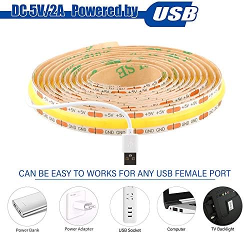 dephen 5V USB LED Light Strip 4.9ft, 4000K Daylight Under Cabinet Lighting - Image 2