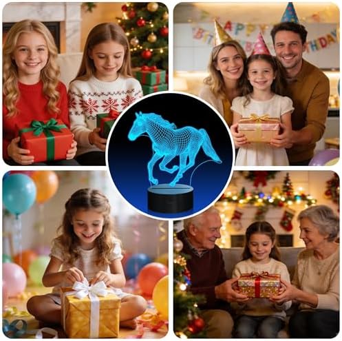 Attivolife Horse Night Light for Kids, 3D Illusion Optical LED Lamp with Remote Control +16 Color Changing, Animal Room Decor Bedside Lamp, Unique Birthday Gifts for Horse Lovers Girls Women - Image 7