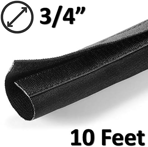 Electriduct 3/4" Hook and Loop Nylon Fast Wrap Sleeve Cable Management - 10 Feet - Black - Image 2