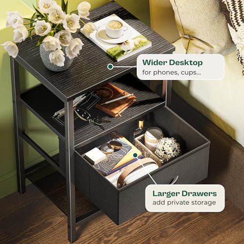 Huuger Night Stand with 2 Drawers, Bed Side Table with Open Shelf - Image 5