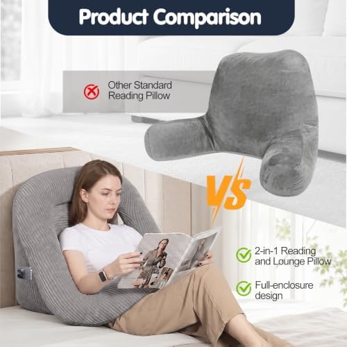 Reading Pillow for Bed Adult, 2-in-1 Back Rest Pillow for Sitting Up - Image 5