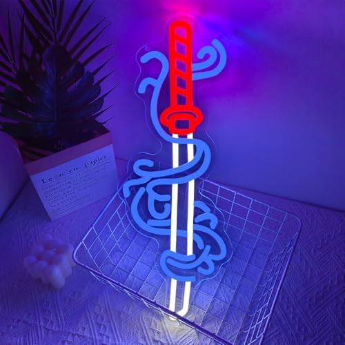 Japanese Sword Neon Sign, Anime Samurai Sword Neon Signs for Wall Decor, Game Room Decor for Boys,Gamer Neon Light up Sign for Gaming Lights Decor,Best Birthday Gift for Teenage Boys and Girls - Image 3