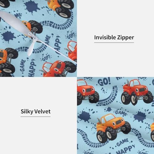 Cartoon Cars Pillowcase Set of 2 Cute Monster Trucks Throw Pillow Covers Shells for Couch Office Bedroom Home Decoration, 18"X18" - Image 3