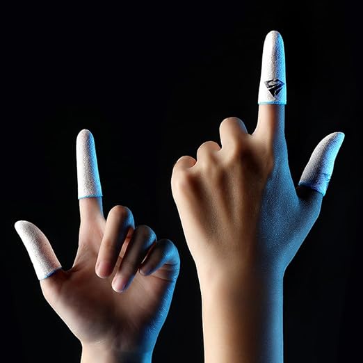 2Pcs Breathable Gaming Finger Sleeves Game Gloves Anti-Sweat Thumb Finger Cots Fingertip Cover for Mobile Games/COD / / ROS Gaming Sleeves Cots for Mobile Games Sensitive Touch Feel - Image 4