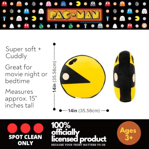 PAC-Man Bedding Super Soft Plush Decorative Throw Pillow, 14 in, (Officially Licensed Product) by Franco Collectibles - Image 2