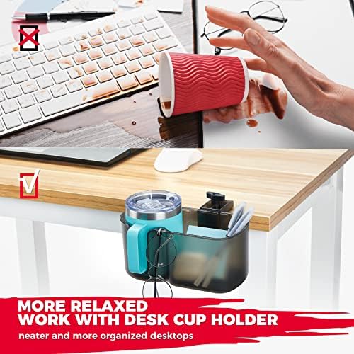 KEMIMOTO 2-in-1Desk Cup Holder, for Most 18-32 oz Bottles, Brown - Image 2