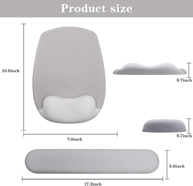 Wrist Rest for Keyboard and Mouse, Ergonomic Gel Computer Keyboard Wrist Rest with Memory Foam, Keyboard Wrist Support Pad for Long Hours of Work, Gaming, Studying-Relieve Wrist Pain (GD-Light Grey) - Image 6