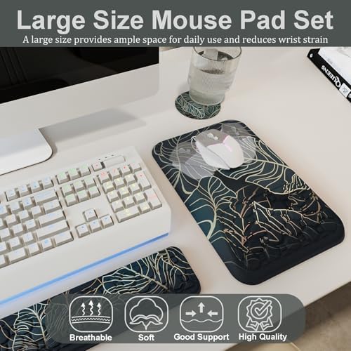 Ospelelf Keyboard Wrist Rest Ergonomic Mouse Pad with Wrist Rest Support Wrist Rest for Computer Keyboard, Green - Image 4