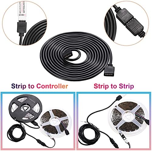 Honoson 6 Pieces 4 Pin RGB Extension Cable LED Strip Connector Cord Wire Cables Kit with 12 Pieces Pin Connector for 5050 3528 RGB LED Motorcycle Car Light Neon Strip Light(1.6、3.3 、6.6 ft,Black) - Image 3
