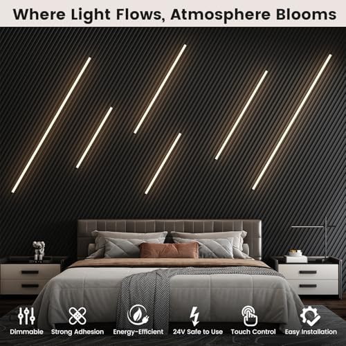 Wall Slat Lights 12pcs Black Self-Adhesive Wood Panel Lights - Image 4