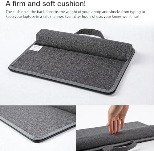 Lap Desk with Soft Cushion and Wrist Rest – Portable Laptop Desk for Bed, Couch & Home Office, PU Surface Tray with Handle for 15.6 inch Laptop (Medium, Black) - Image 3