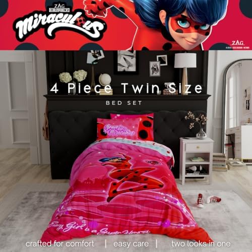 Miraculous: Tales of Ladybug and Cat Noir Kids Bedding Super Soft Comforter and Sheet Set, 5 Piece Full Size, (Officially Licensed Product) - Image 4