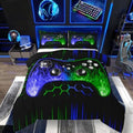 Erosebridal Ombre Art Honeycomb Gaming Comforter Sets for Boys Blue Green Neon Lights Game Console Boys Bedding Sets Twin Geometric Hexagon Beehive Bed Set Gamer Room Decor for Boys by Erosebridal