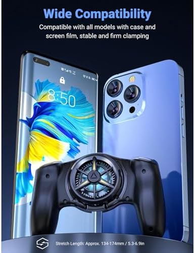 ciciglow Phone Game Grip, Semiconductor, Adjustable Mobile Controller Handle Holder with Colorful Light Effect, Fan Cooling, for, iOS - Image 6